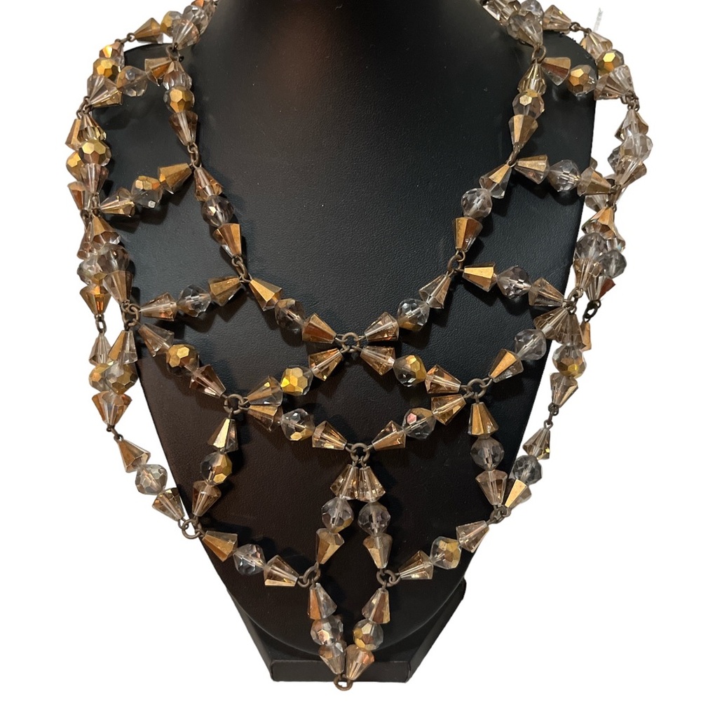 Vintage 1960s hand strung Crystal bib necklace/choker